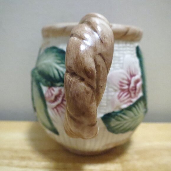 Fitz & Floyd Embossed X2 Coffee Mugs 4"H Floral & Basketweave 1989 - Picture 5 of 11